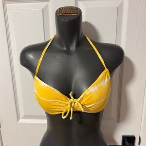 Women’s Yellow Tie-Dye Halter Bikini Top